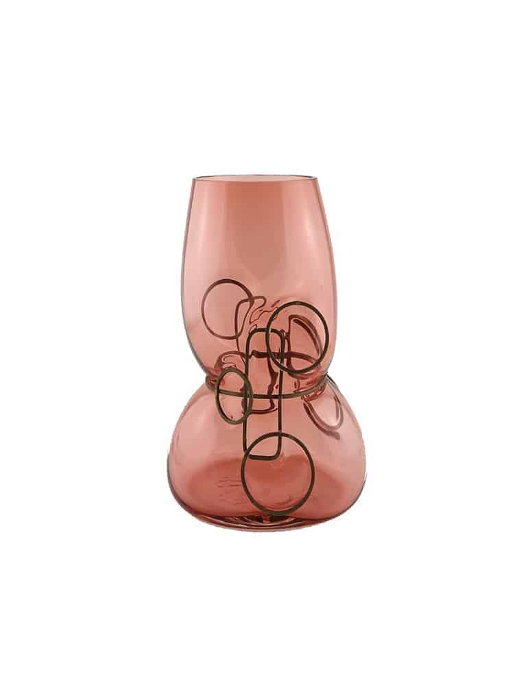 Vase en verre soufflé et armature en bronze
