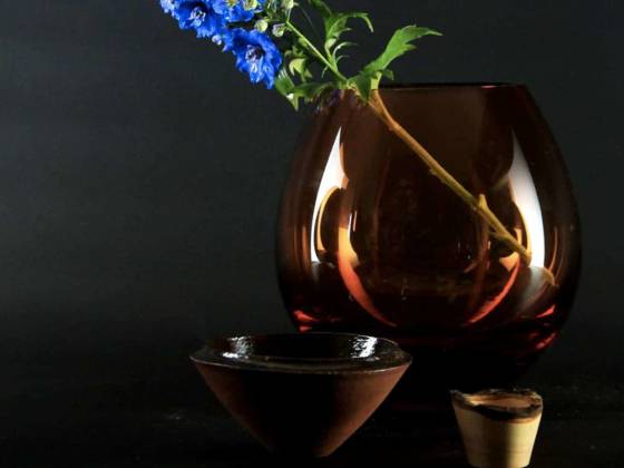 Utopia & utility - terra peach unstacked with a bluee flower